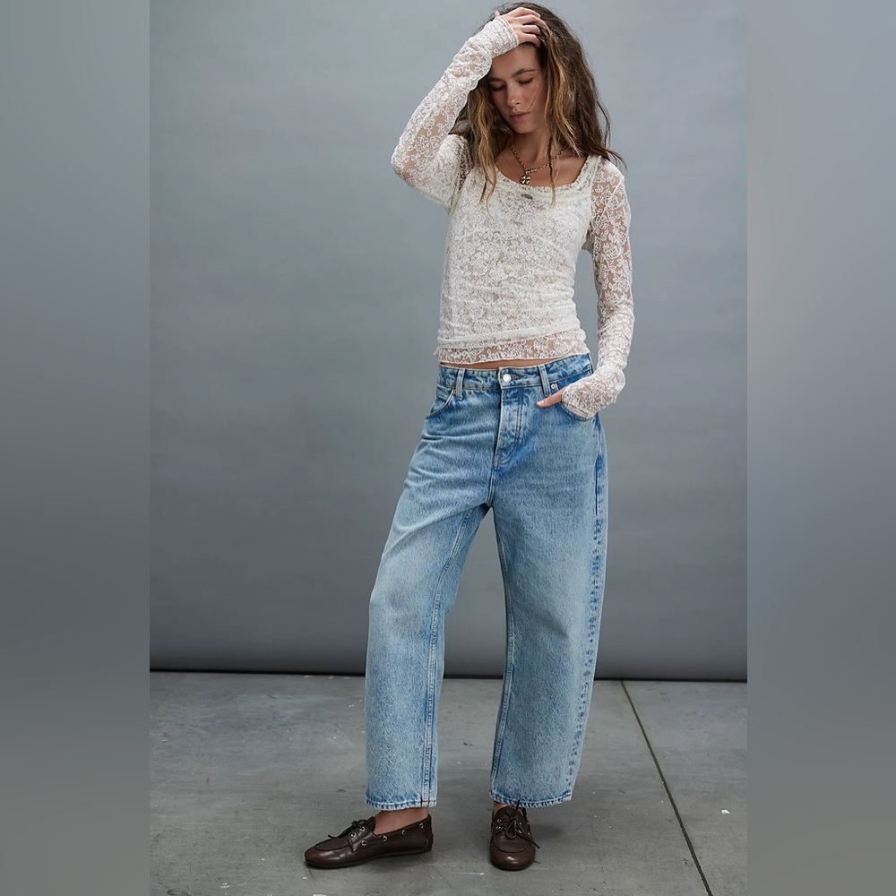 Free People We The Free Deep Trance Dropped Boyfriend Jeans Size 32 - Picture 2 of 7